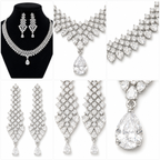 Manruya Luxury CZ Bridal Necklace & Earrings Set | طقم عقد وأقراط مانرويا الفاخر المرصع بالزركون للعروس