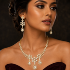 Manruya Victorian CZ Necklace & Earrings Set | طقم عقد وأقراط مانرويا الفيكتوري المرصع بالزركون