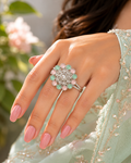 Manruya Pastel Quartz Floral Statement Ring - خاتم كوكتيل منرويا فضي بألوان الباستيل