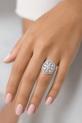 Manruya Diamond-Cut Floral Statement Ring - خاتم منرويا الماسي بتصميم الوردة البراقة