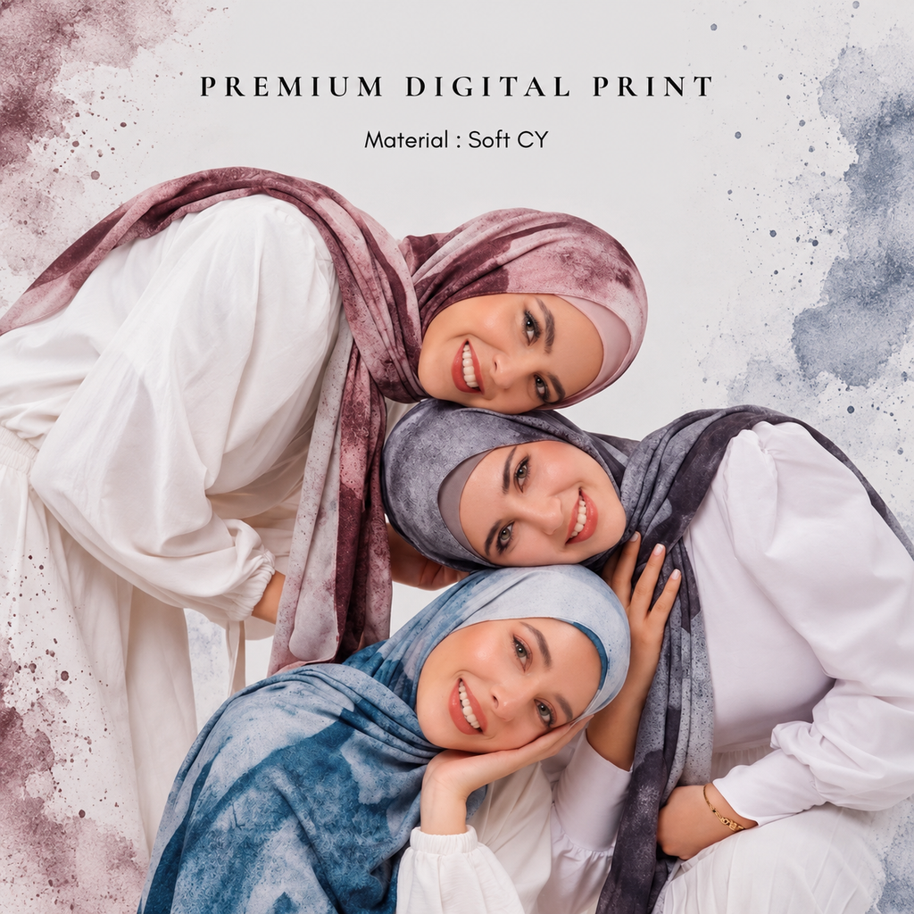 Premium Digital Print Shayla | شيلة بطبعة رقمية فاخرة – Soft CY | سوفت CY | 12 Colours | 12 لون