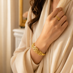 Liyana Anti-Tarnish Gold Kada & Ring Set | طقم ليانا كادا وخاتم ذهبي مقاوم للتصبغ