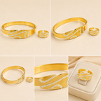 Elara Anti-Tarnish Gold Kada & Ring Set | طقم إلـارا كادا وخاتم ذهبي مقاوم للتصبغ