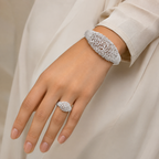Celestara Silver-Tone Bracelet & Ring Set | طقم سيليستارا من سوار وخاتم بلون فضي