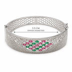 Florielle Silver-Tone Bracelet with Pink & Green Stones | سوار فلورييل بلون فضي بأحجار وردية وخضراء