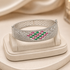 Florielle Silver-Tone Bracelet with Pink & Green Stones | سوار فلورييل بلون فضي بأحجار وردية وخضراء