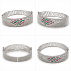 Florielle Silver-Tone Bracelet with Pink & Green Stones | سوار فلورييل بلون فضي بأحجار وردية وخضراء