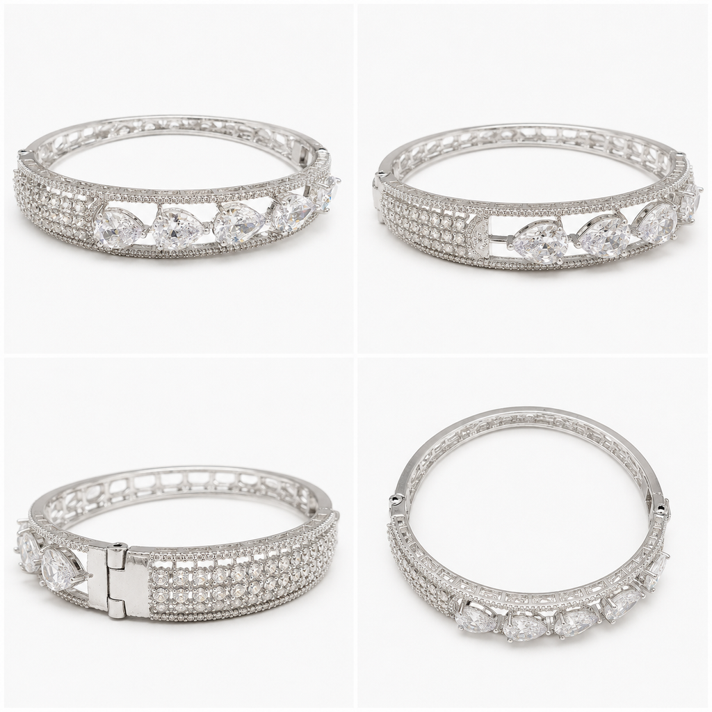 Seraphina Silver-Tone Heart Stone Bracelet | سوار سيرافينا بلون فضي بأحجار على شكل قلب