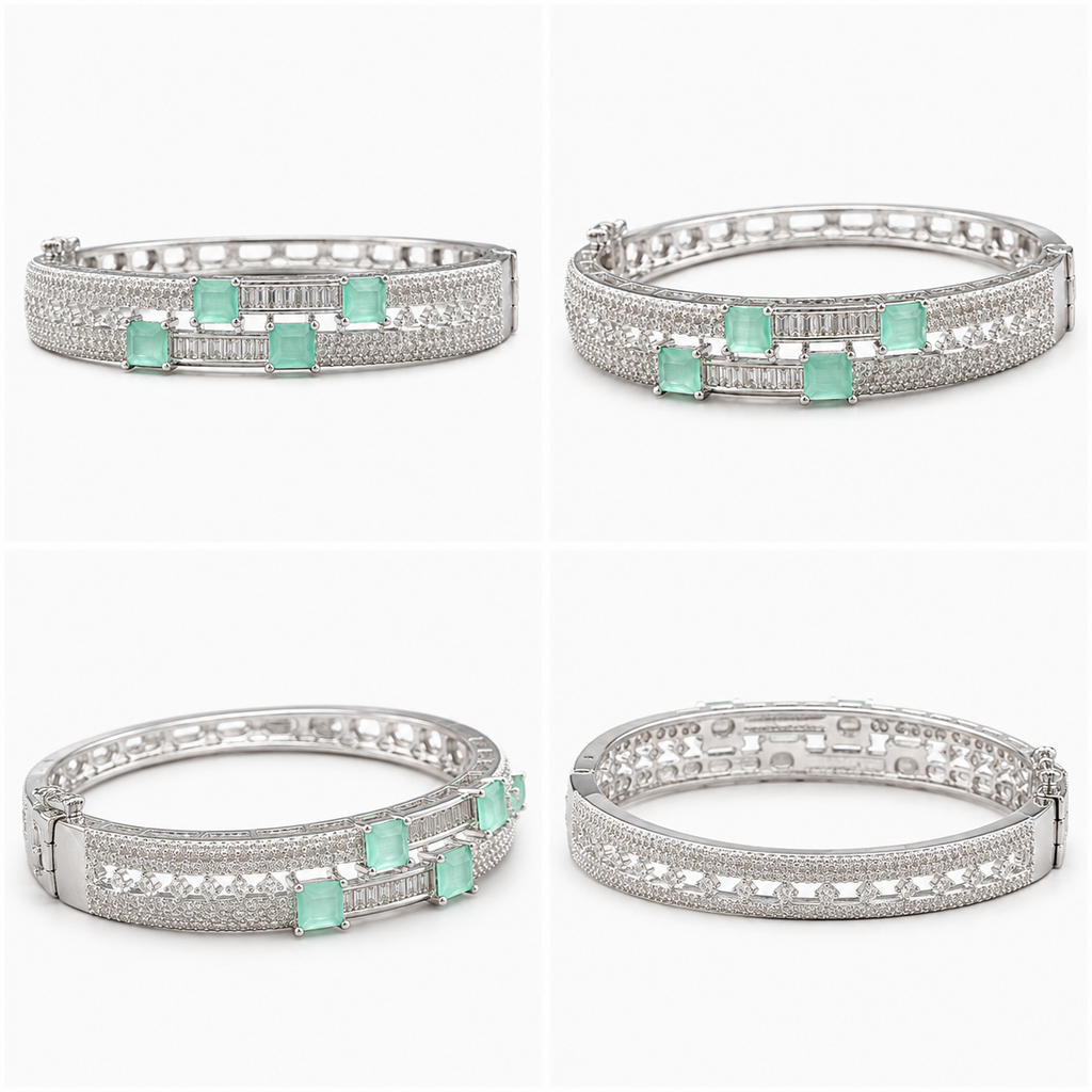 Aurelia Silver-Tone Green Stone Bracelet | سوار أوريليا بلون فضي بأحجار خضراء