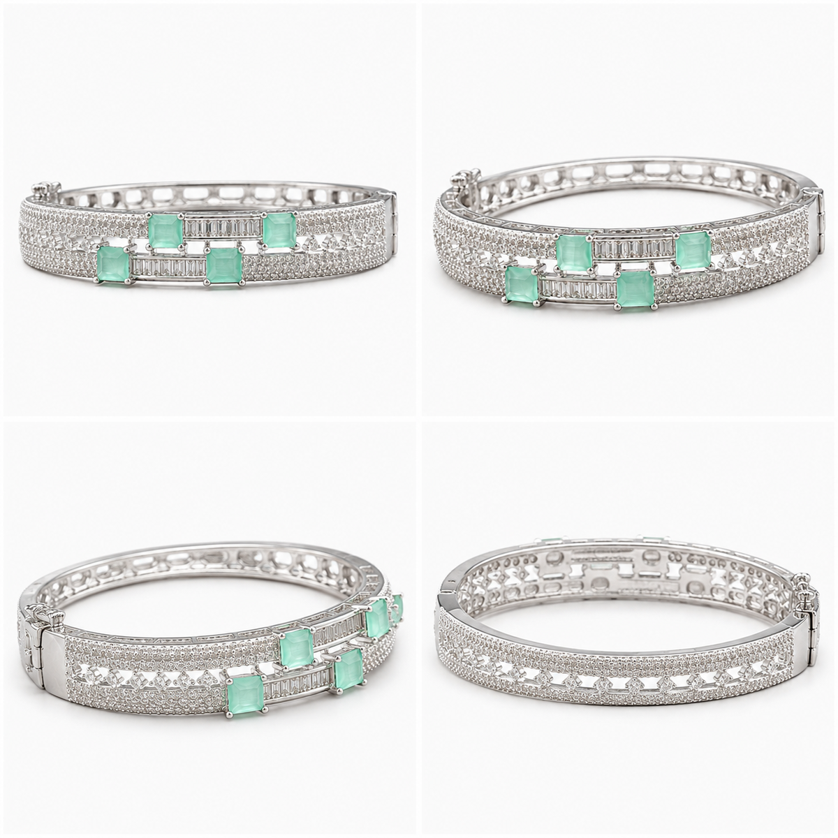 Aurelia Silver-Tone Green Stone Bracelet | سوار أوريليا بلون فضي بأحجار خضراء