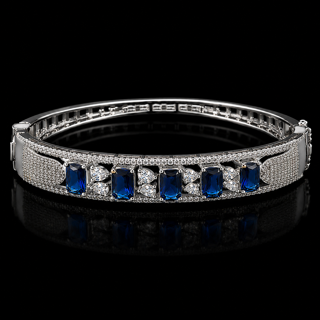 Sapphirea Silver-Tone Blue Stone Bracelet | سوار سافيريا بلون فضي بأحجار زرقاء