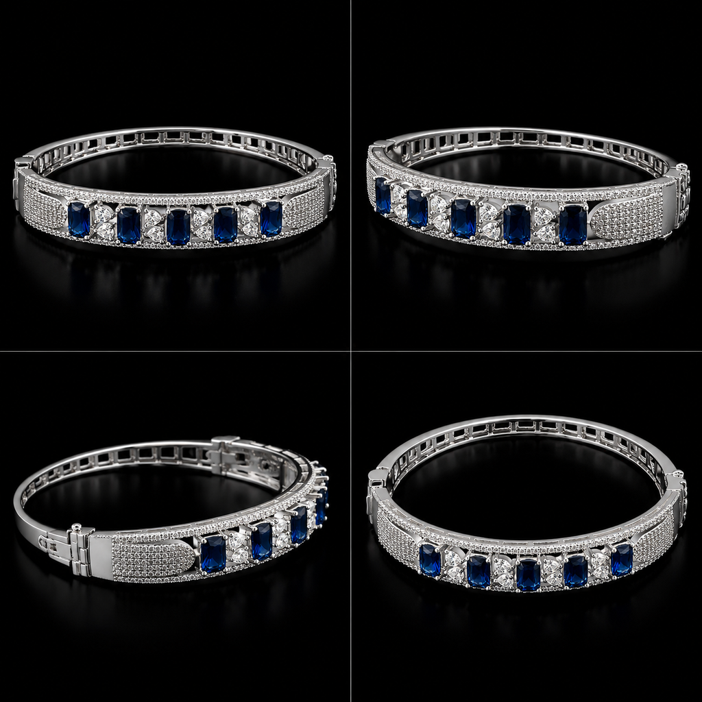 Sapphirea Silver-Tone Blue Stone Bracelet | سوار سافيريا بلون فضي بأحجار زرقاء