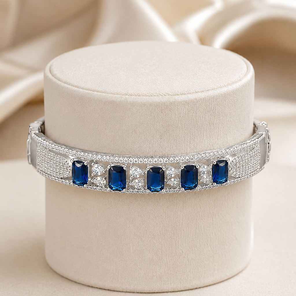 Sapphirea Silver-Tone Blue Stone Bracelet | سوار سافيريا بلون فضي بأحجار زرقاء