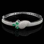 Verdélia Green Stone Silver-Tone Bracelet | سوار فيرديليا بلون فضي بحجر أخضر