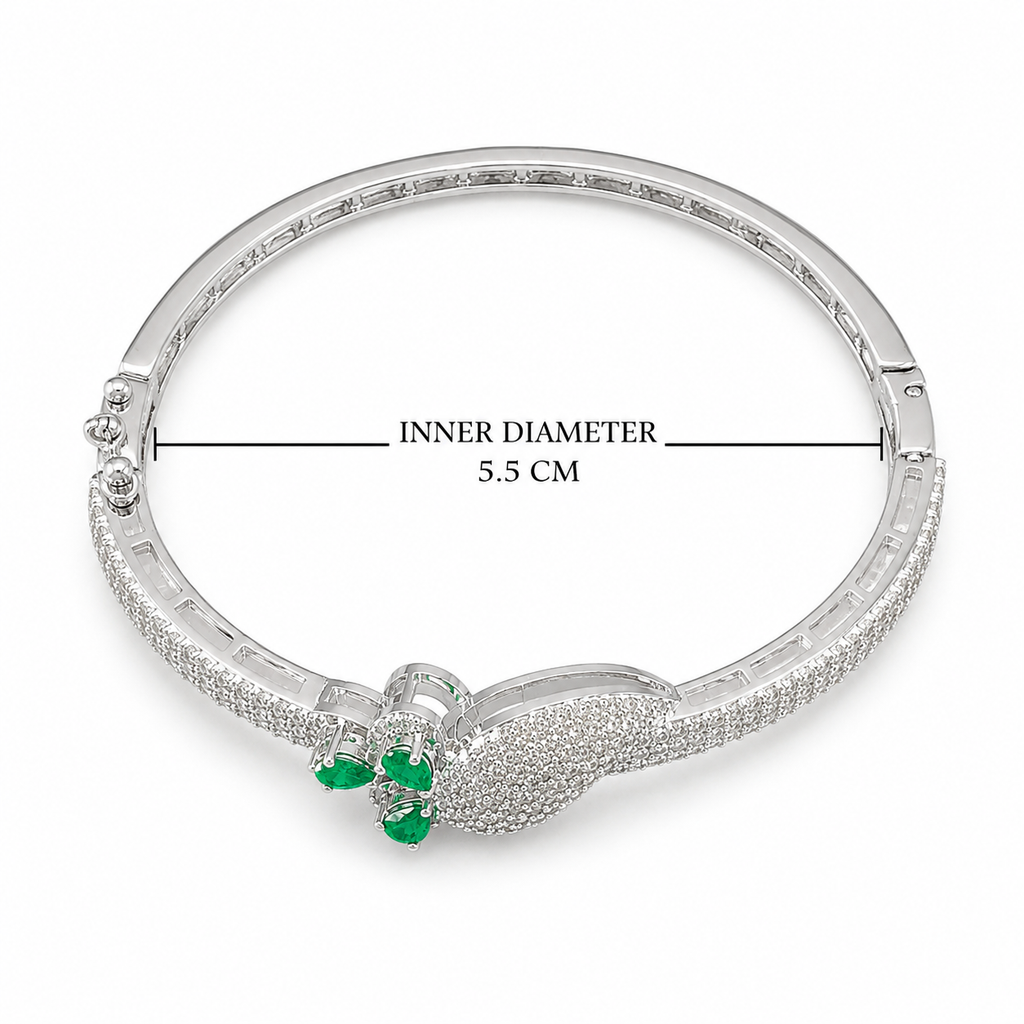 Verdélia Green Stone Silver-Tone Bracelet | سوار فيرديليا بلون فضي بحجر أخضر