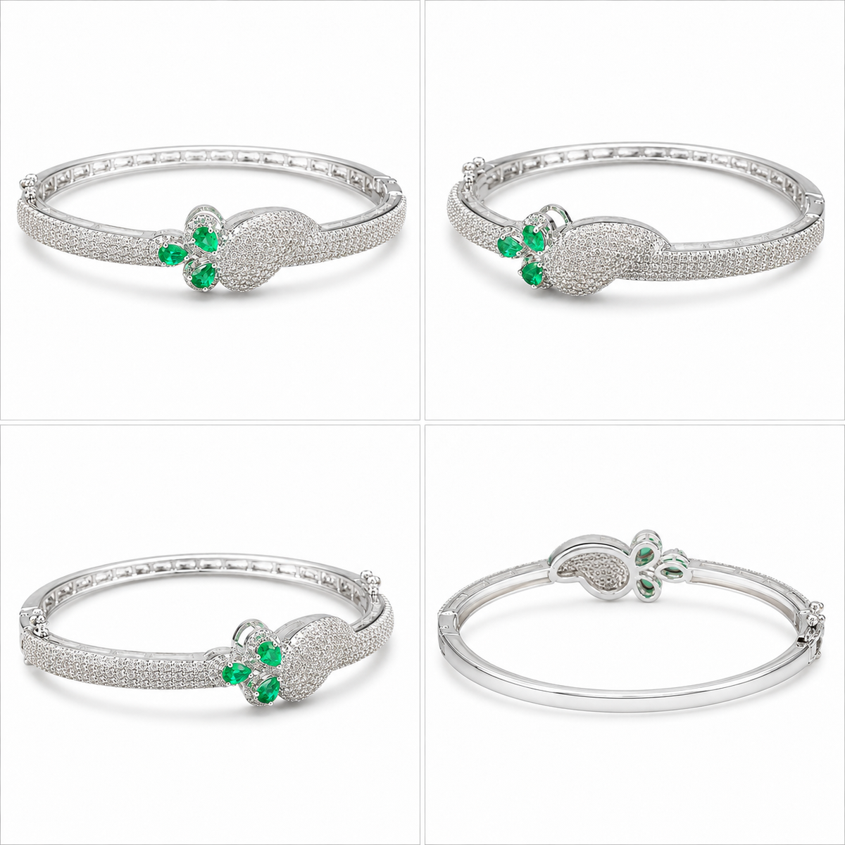 Verdélia Green Stone Silver-Tone Bracelet | سوار فيرديليا بلون فضي بحجر أخضر