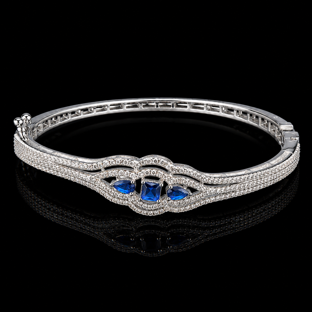 Azurelle Blue Stone Silver-Tone Bracelet | سوار أزوريلا بلون فضي بأحجار زرقاء
