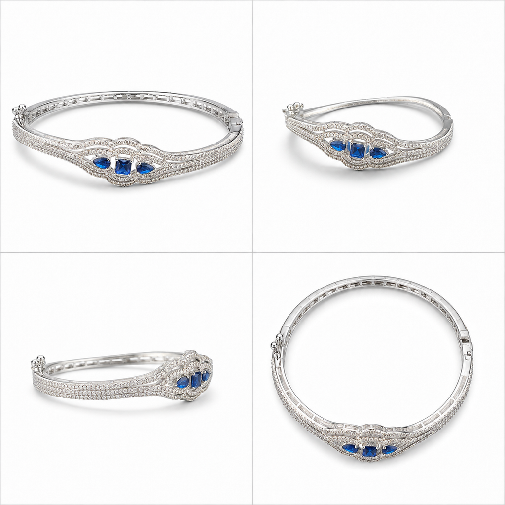 Azurelle Blue Stone Silver-Tone Bracelet | سوار أزوريلا بلون فضي بأحجار زرقاء