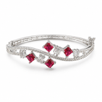 Valeria Silver-Tone Ruby Stone Bracelet | سوار فاليريا بلون فضي بحجر الياقوت