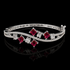 Valeria Silver-Tone Ruby Stone Bracelet | سوار فاليريا بلون فضي بحجر الياقوت
