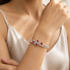 Valeria Silver-Tone Ruby Stone Bracelet | سوار فاليريا بلون فضي بحجر الياقوت