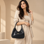 Elegant Black Hobo Handbag | حقيبة يد هوبو سوداء أنيقة