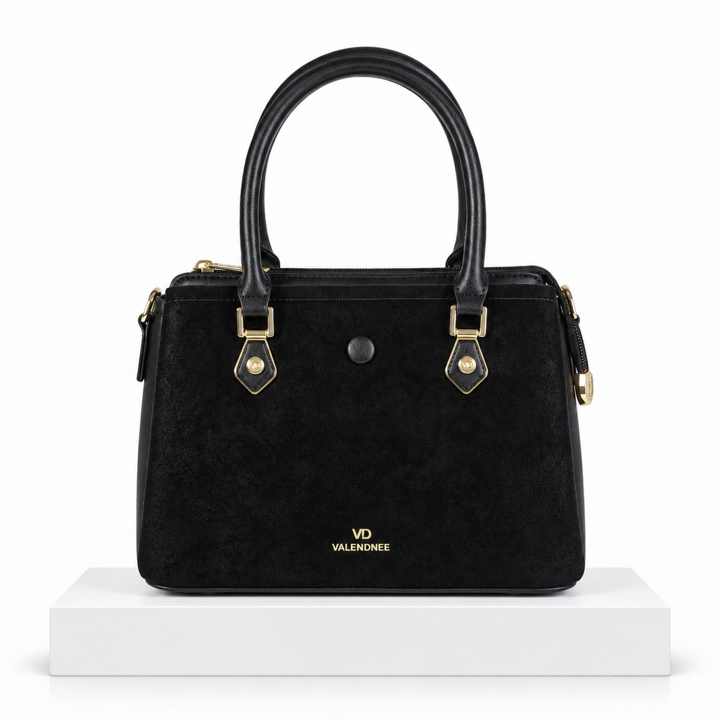 Elegant Black Structured Top Handle Handbag | حقيبة يد سوداء أنيقة بتصميم منظم