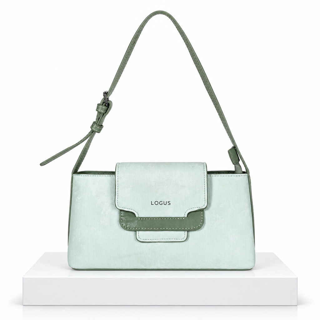 Mint Green Shoulder Handbag with Adjustable Strap | حقيبة كتف باللون الأخضر النعناعي مع حزام قابل للتعديل
