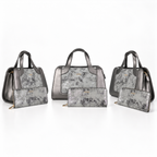 Silver Metallic Handbag & Clutch Set | طقم حقيبة يد وكلتش باللون الفضي المعدني