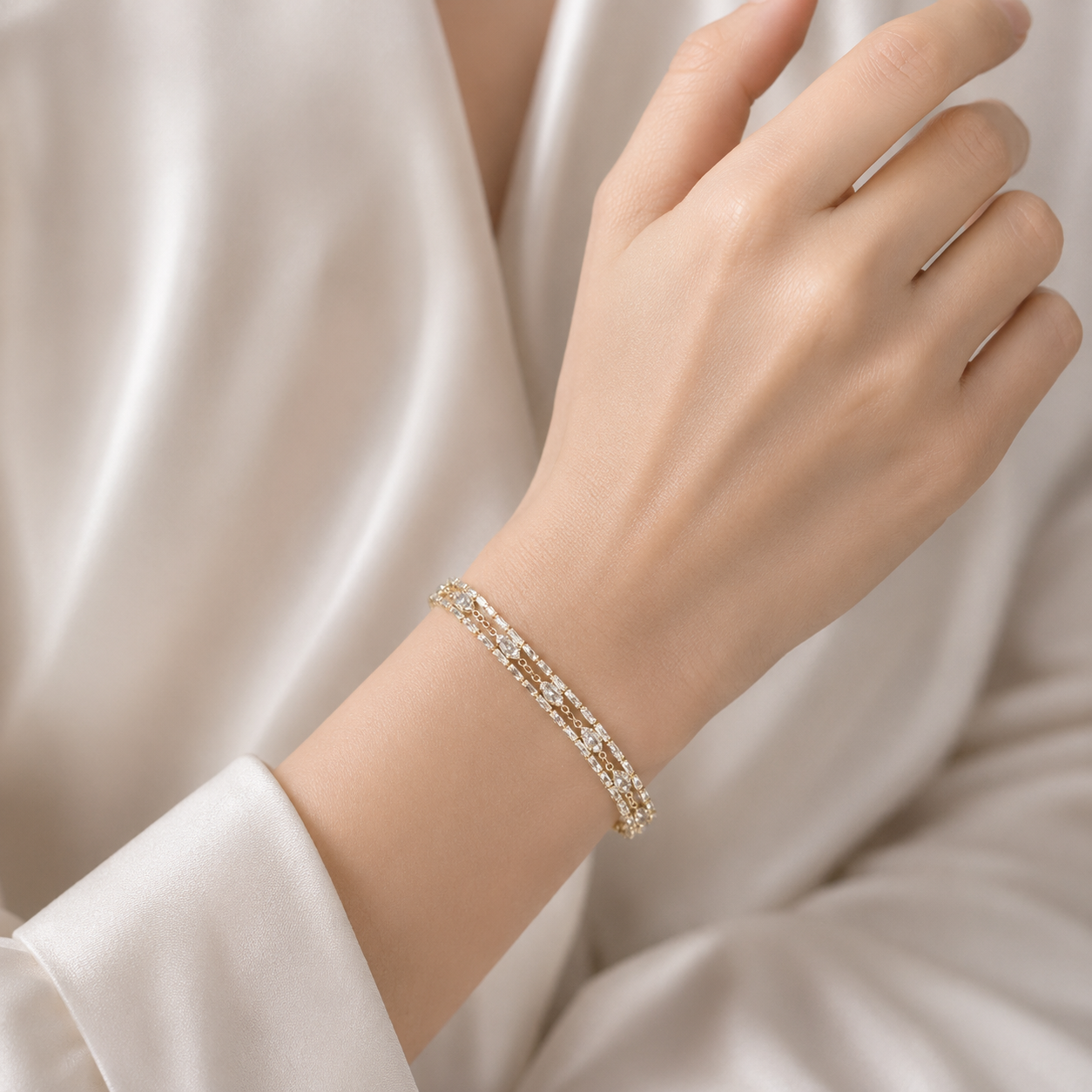 The Infinite Radiance Triple-Row Bracelet | سوار "إنفينيت راديانس" ثلاثي الصفوف