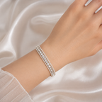 The Eternal Grace Triple-Row Pearl & Rhombus Bracelet | سوار "إيتيرنال غريس" بثلاثة صفوف من اللؤلؤ والمعين