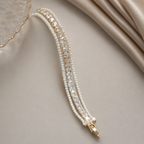 The Eternal Grace Triple-Row Pearl & Rhombus Bracelet | سوار "إيتيرنال غريس" بثلاثة صفوف من اللؤلؤ والمعين