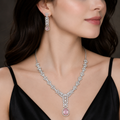 Luxury Crystal Drop Necklace & Earring Set for Women | طقم عقد وأقراط فاخر للنساء