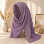 Luxury Embroidered Cotton Shayla Hijab | شيلة قطن فاخرة بتطريز أنيق - Fabric Cotton | القماش قطن