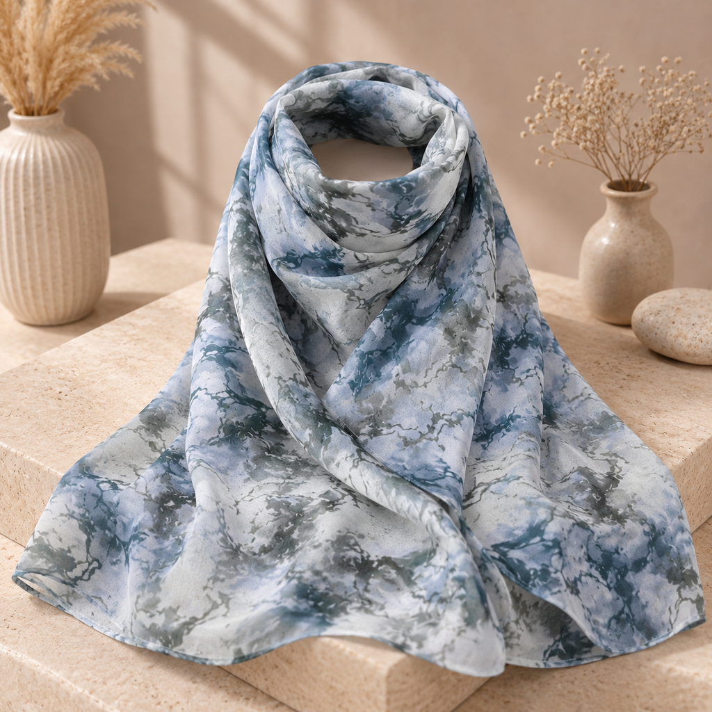 Luxury Ocean Marble Modal Shayla Hijab | شيلة مودال فاخرة بنقشة رخامية مستوحاة من البحر - Fabric Modal | القماش مودال