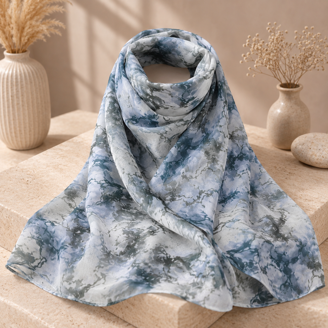Luxury Ocean Marble Modal Shayla Hijab | شيلة مودال فاخرة بنقشة رخامية مستوحاة من البحر - Fabric Modal | القماش مودال