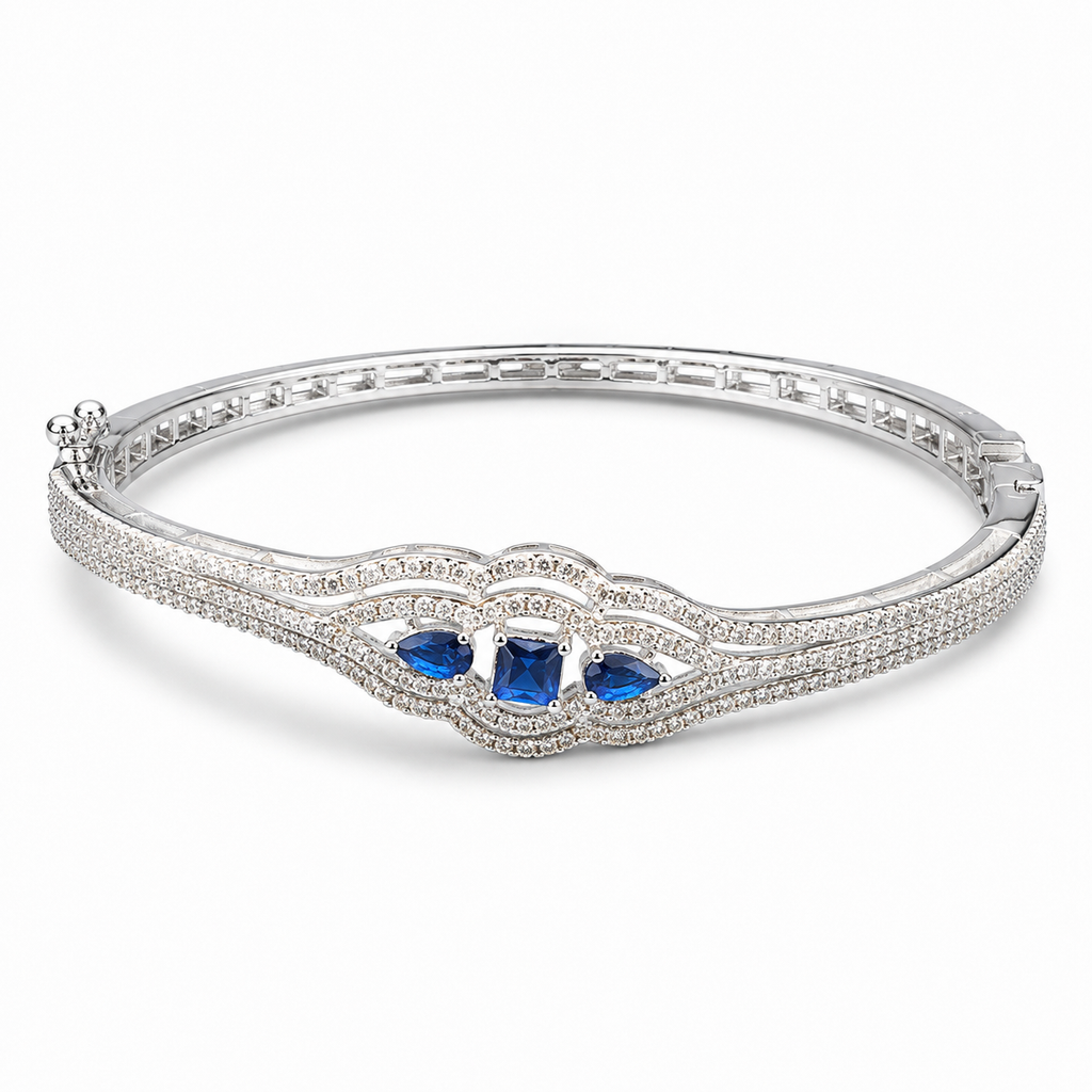 Azurelle Blue Stone Silver-Tone Bracelet | سوار أزوريلا بلون فضي بأحجار زرقاء