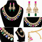 Multicolour Crystal Necklace & Earring Set | طقم عقد وأقراط كريستالي متعدد الألوان