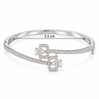 Elegant Silver-Tone Crystal Double-Band Bracelet | سوار أنيق بلون فضي مرصع بالكريستال بتصميم مزدوج