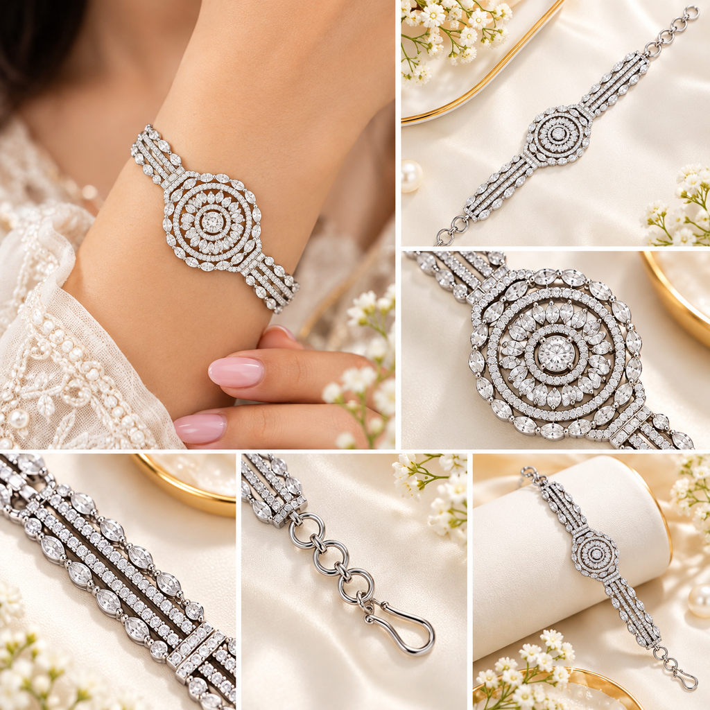 Elegant Crystal Medallion Bracelet for Women | سوار نسائي أنيق بقلادة دائرية مرصعة بالكريستال