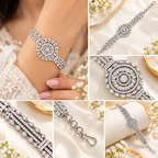 Elegant Crystal Medallion Bracelet for Women | سوار نسائي أنيق بقلادة دائرية مرصعة بالكريستال
