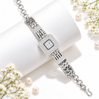 Elegant Cushion Halo Crystal Bracelet for Women | سوار نسائي أنيق بكريستال بتصميم الهالة المربعة