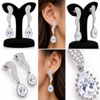 Silver-Tone Pavé Teardrop Drop Earrings | أقراط متدلية باللون الفضي بتصميم الدمعة المرصّع