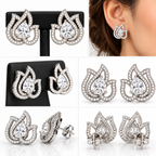Elegant Lotus Design Crystal Stud Earrings | أقراط كريستالية بتصميم زهرة اللوتس الأنيق
