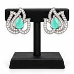 Elegant Lotus Design Crystal Stud Earrings | أقراط كريستالية بتصميم زهرة اللوتس الأنيق