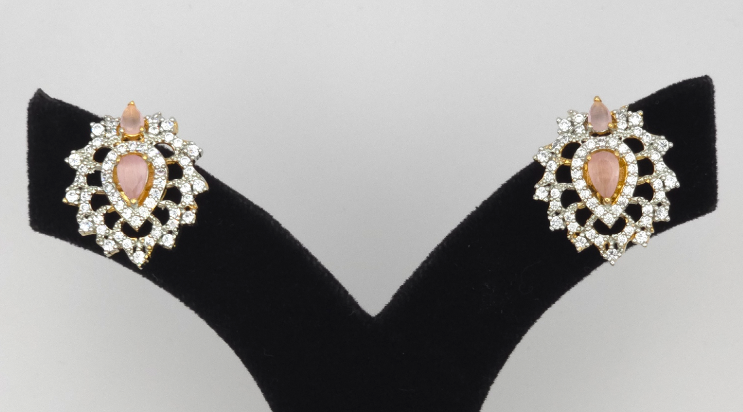 Elegant Pink Cubic Zirconia Earrings – Everyday & Occasion Wear