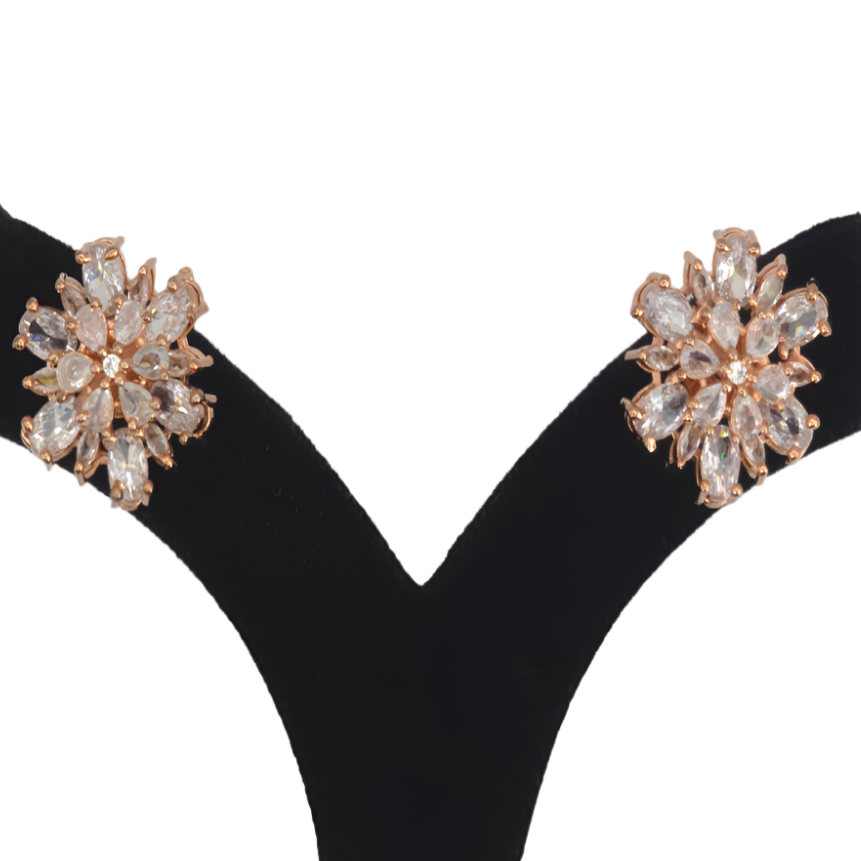 Exquisite Rose Gold Cubic Zirconia Earrings – Festiv Collection