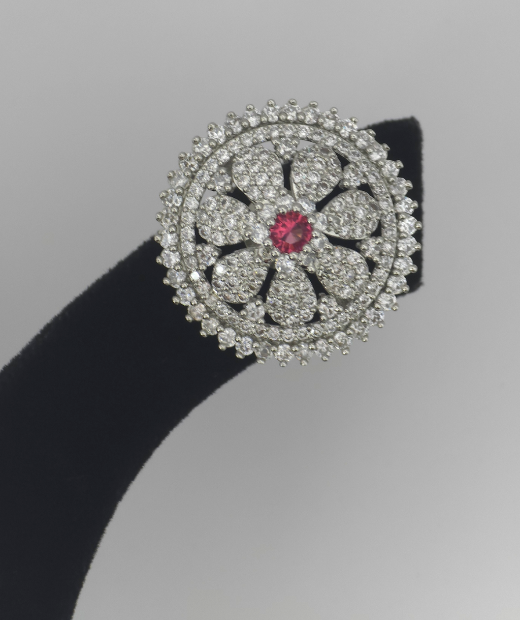 Elegant Silver Red Cubic Zirconia Earrings – Wedding & Party Collection