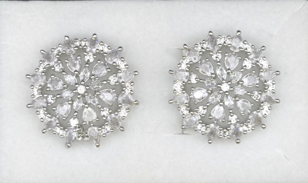 Elegant Silver Cubic Zirconia Earrings – Wedding & Festive Collection
