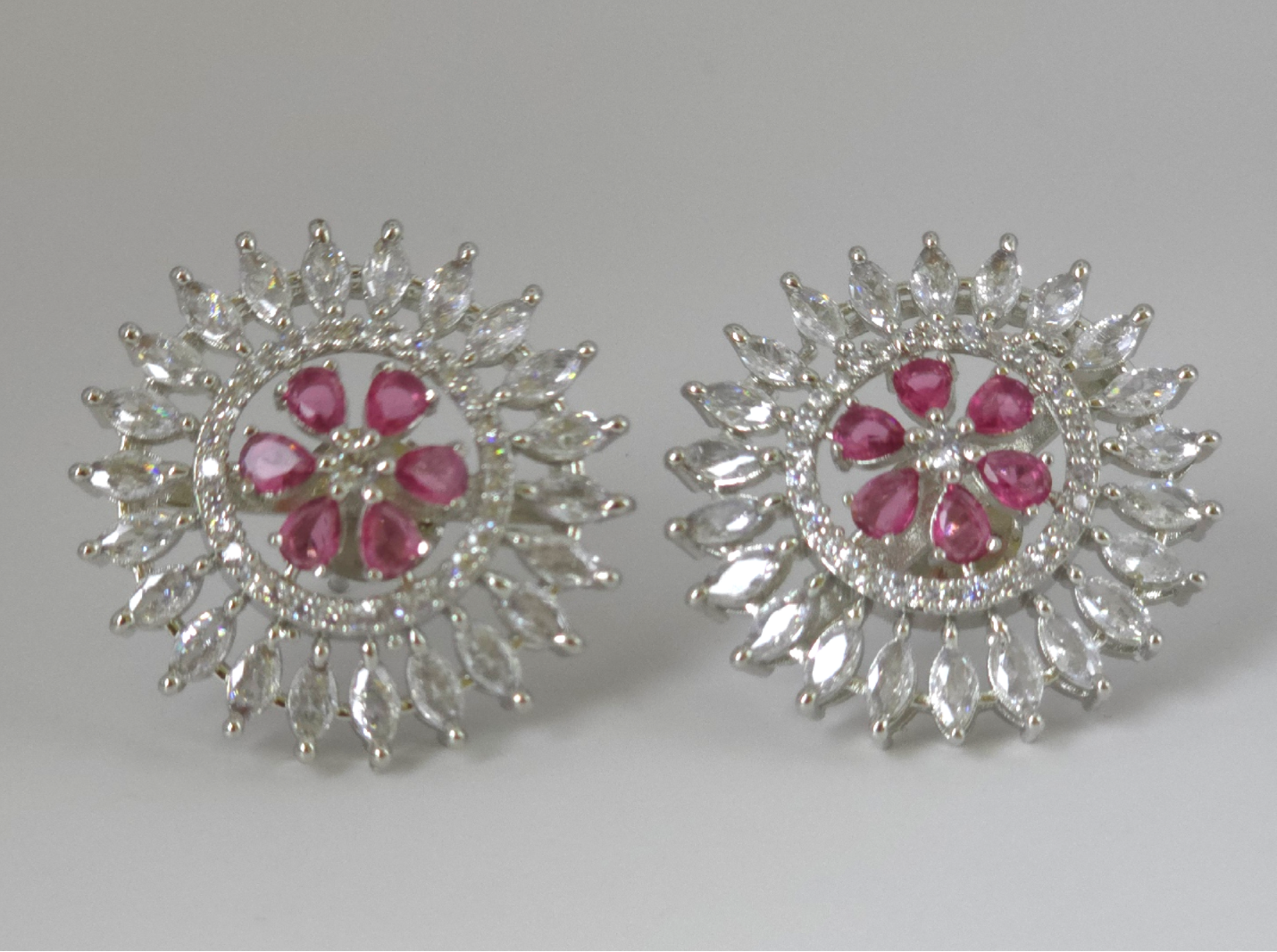 Exquisite Dual-Pink Cubic Zirconia Earrings – Wedding Collection